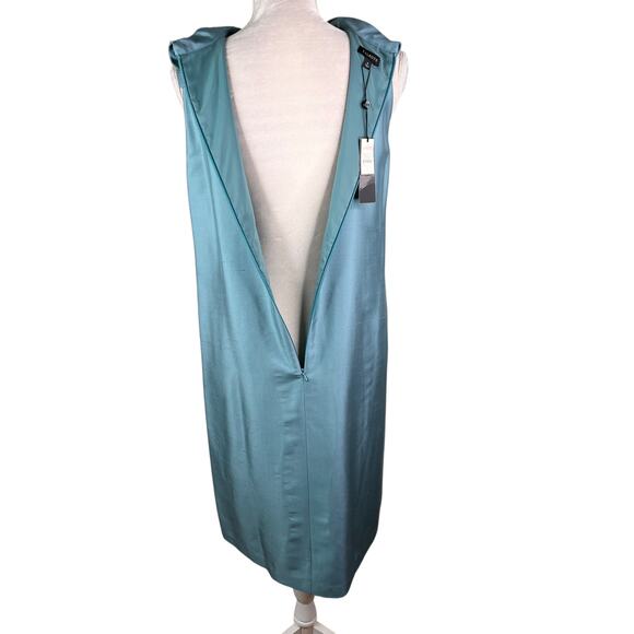 Talbots Elegant Silk Dress Lined Shift Retro 8 Sleeveless Blue New - Picture 8 of 14